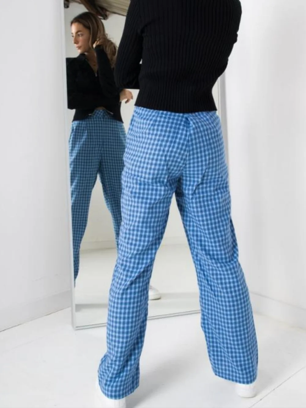 Daisy Street For Hot Topic Blue Plaid Wide Leg Trouser Blue NWT Sz Small